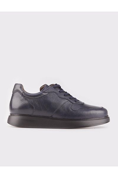 Cabani Genuine Leather Navy Blue Lace-up Sneaker Men's Sports Shoes