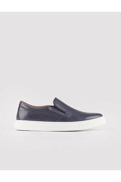 Cabani White Sole Genuine Leather Navy Blue Men's Sports Shoes
