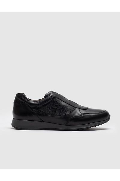 Cabani Black Genuine Leather Men's Sports Shoes