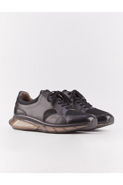 Cabani Genuine Leather Light Tpu Sole Black Men's Lace-up Sneaker Sports Shoes