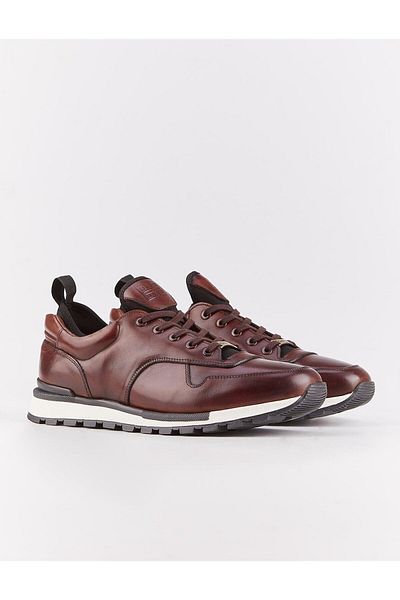Cabani Genuine Leather Brown Lace-Up Men's Sports Shoes
