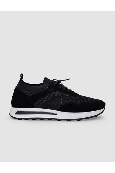 Cabani Men's Sneakers - Knitwear Black, Lace-up