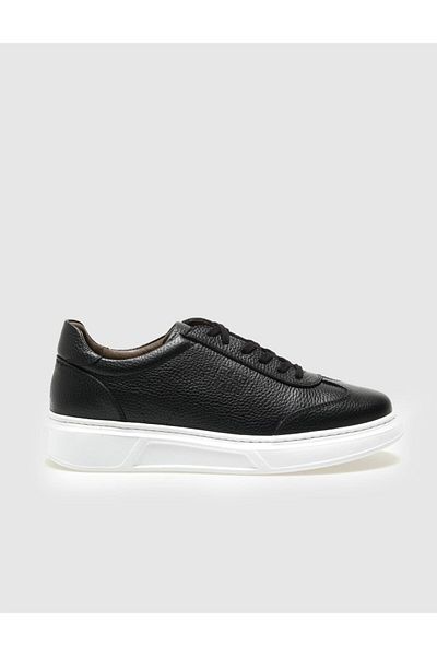Cabani Genuine Leather Black Lace-Up Men's Sports Shoes