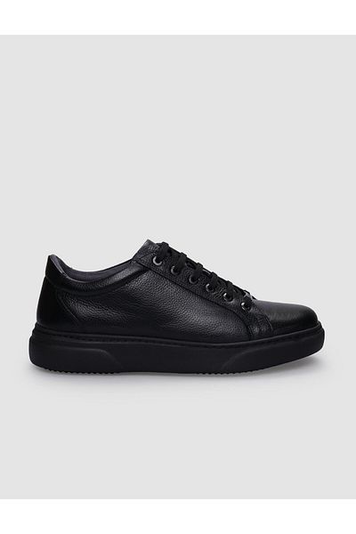 Cabani 100% Genuine Leather Black Lace-up Men's Sneaker