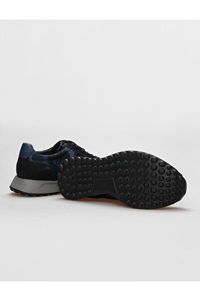 Cabani Ανδρικά αθλητικά παπούτσια με κορδόνια από γνήσιο δέρμα Navy Blue Camouflage