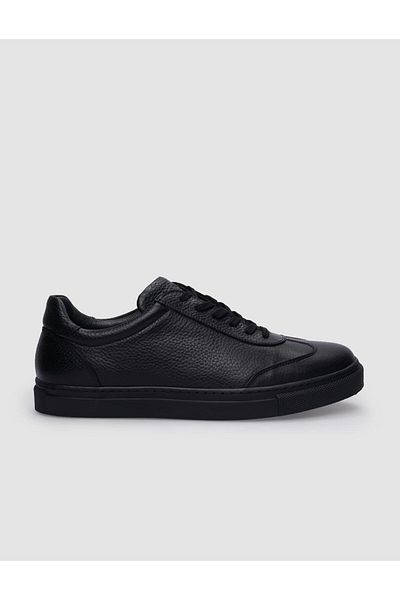 Cabani Black Genuine Leather - 100% Lace-Up Men's Sneakers