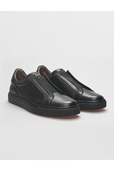 Cabani Genuine Leather Black Elastic Men's Sports Shoes