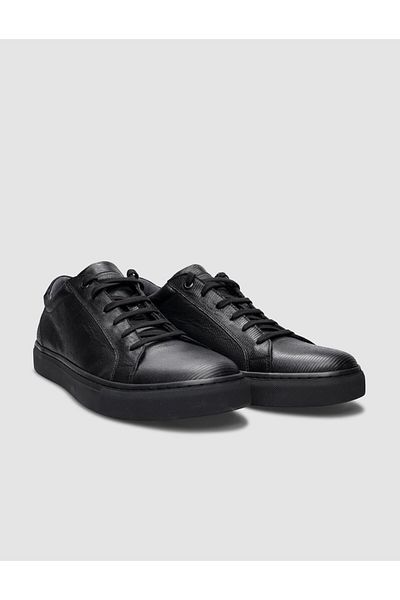 Cabani Piele naturală neagră - Pantofi de bărbați 100% cu șireturi