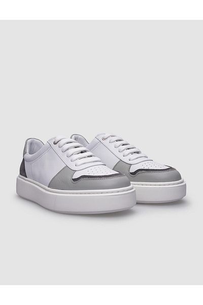 Cabani White Gray Men's Sneakers - 100% Genuine Leather