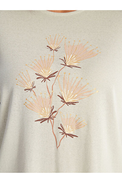 LC Waikiki Γυναικείο φλοράλ μπλουζάκι LCW Grace Crew Neck