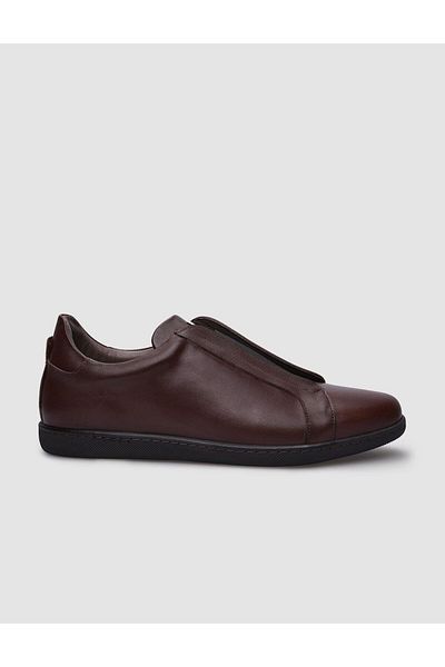Cabani Men's Sneakers - 100% Genuine Leather, Brown, Elastic