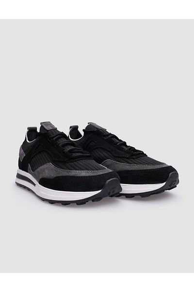 Cabani Piele naturală neagră - Tenis pentru bărbați 100% cu șireturi