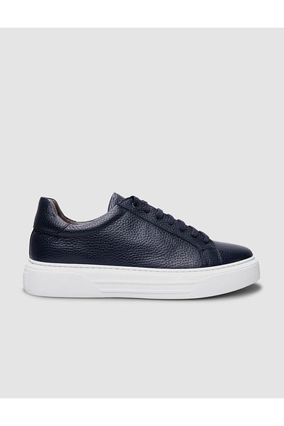 Cabani 100% Genuine Leather Navy Blue Lace-Up Men's Shoes