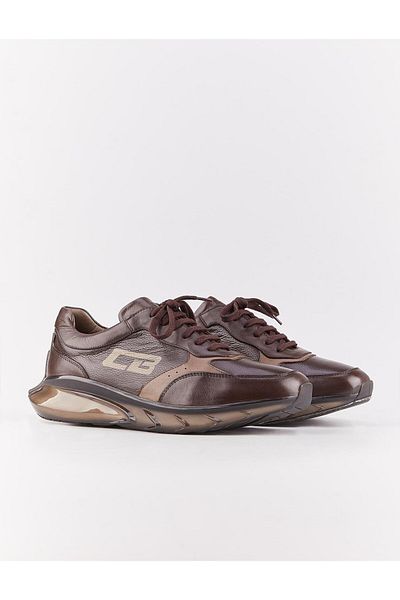 Cabani Light Eva Sole Genuine Leather Brown Lace-Up Men's Sports Shoes