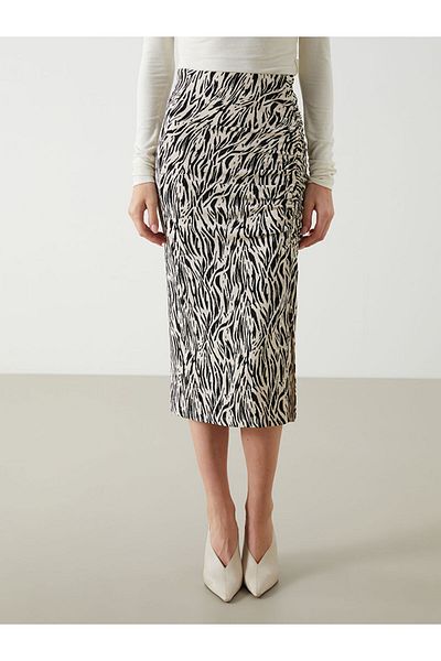 LC Waikiki New Season Patterned Women's Pencil Skirt with Elastic Waist - S5Js61Z8