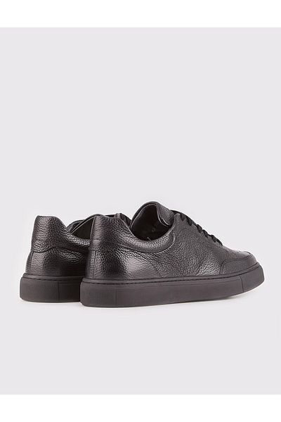 Cabani Genuine Leather Men's Black Sports Lace-Up Shoes