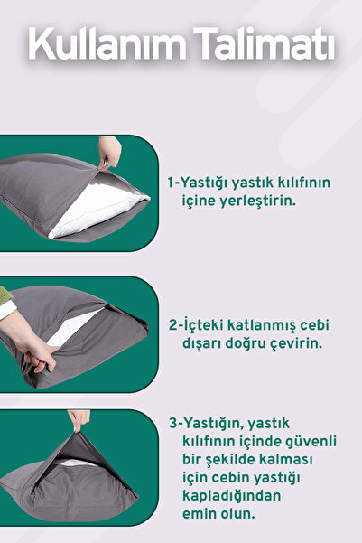 Eve Tekstil 2Pcs Ranforce Plain Cotton Antibacterial Washable Luxury Pillowcases 50X70Cm