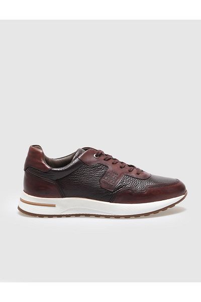 Cabani Genuine Leather Brown Lace-Up Men's Sports Shoes