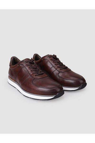 Cabani 100% Genuine Leather Brown Lace-Up Men's Sports Shoes