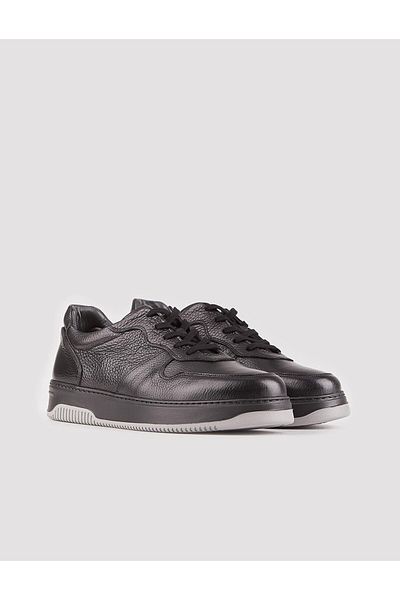 Cabani Genuine Leather Sneaker Black Lace-Up Men's Sports Shoes