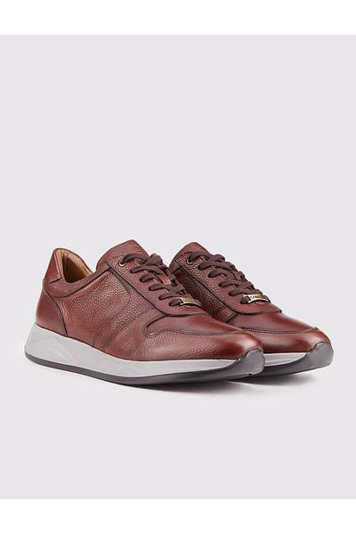 Cabani Genuine Leather Tan Lace-Up Men's Sports Shoes