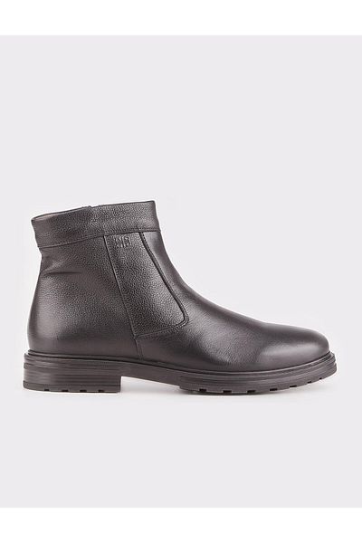 Cabani Men's Genuine Leather Black Zippered Daily Boots