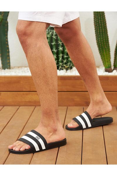Cabani Stripe Striped Black Men's Slippers
