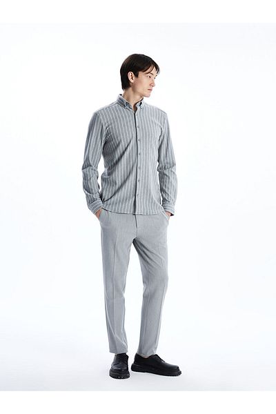 LC Waikiki Cămașă pentru bărbați, cu mânecă lungă, în dungi, slim fit SOUTHBLUE