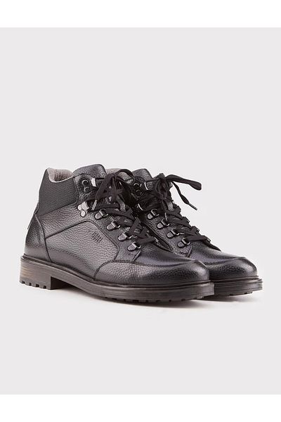 Cabani Genuine Leather Thermo Sole Black Lace-Up Men's Casual Boots