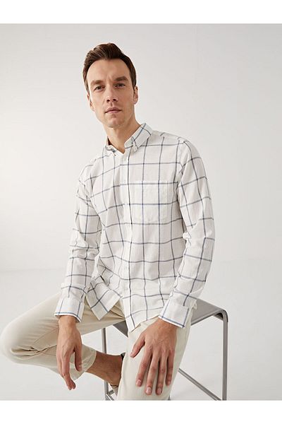 LC Waikiki Regular Fit Long Sleeve Plaid Poplin Men's Shirt