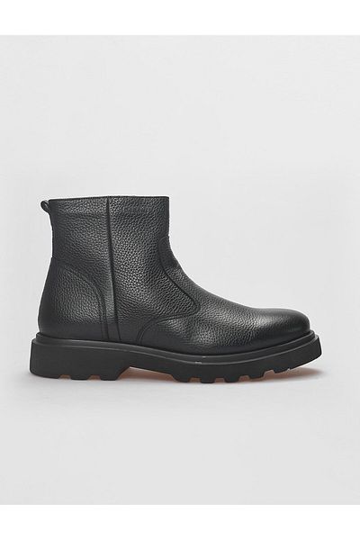 Cabani Genuine Leather Black Zippered Men's Casual Boots