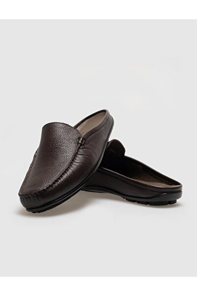 Cabani Hakiki Deri Kahverengi Erkek Günlük Terlik
