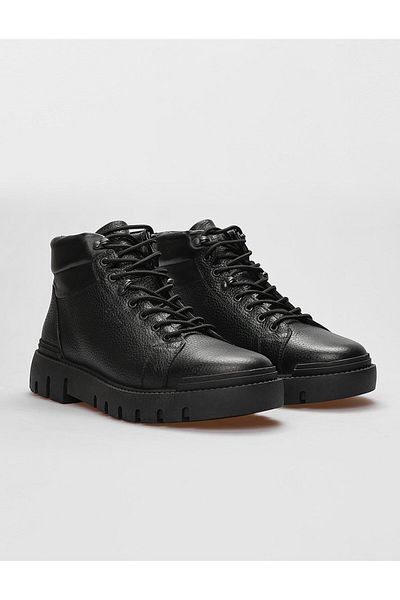 Cabani Genuine Leather Black Lace-Up Men's Casual Boots
