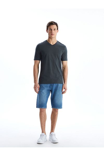 LC Waikiki New Season V-Neck Short Sleeve Combed Cotton Men's T-Shirt - S50845Z8
