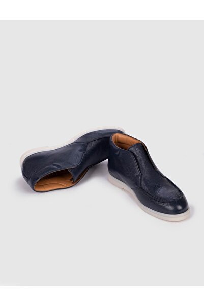 Cabani Hakiki Deri Lacivert Erkek Günlük Bot