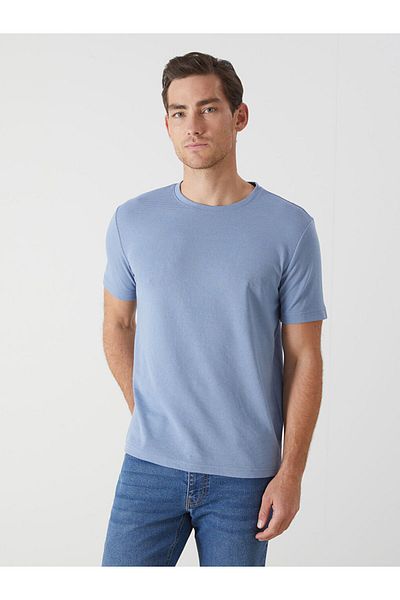 LC Waikiki Tricou texturat pentru bărbați cu mânecă scurtă cu gât crew de sezon nou - S52849Z8