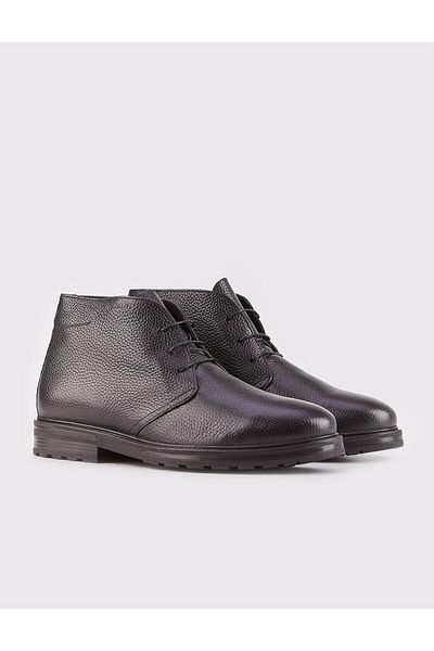 Cabani Genuine Leather Black Fur Classic Men's Casual Boots