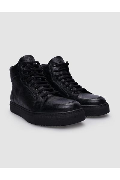 Cabani Black Genuine Leather Men's Boots - 100% Laced and Zippered