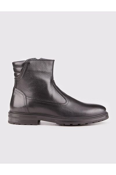 Cabani Genuine Leather Black Zippered Men's Casual Boots