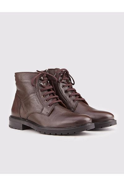 Cabani Genuine Leather Rubber Sole Brown Lace-Up Men's Casual Boots