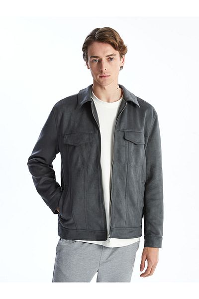 LC Waikiki Płaszcz męski LCW Vision Slim Fit z kołnierzykiem ze zamszu