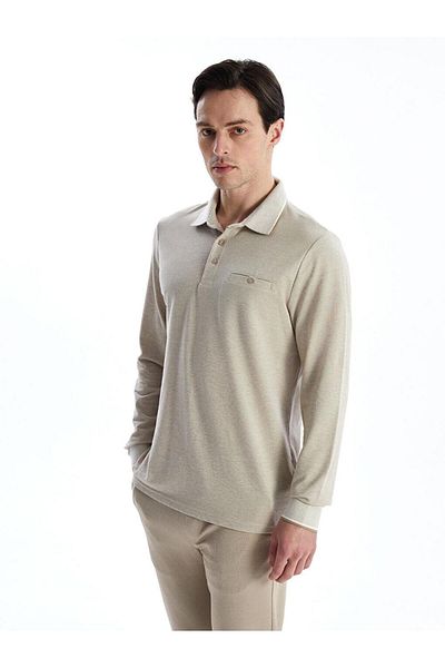 LC Waikiki Pánské tričko LCWAIKIKI Classic Polo Collar Long Sleeve Pike