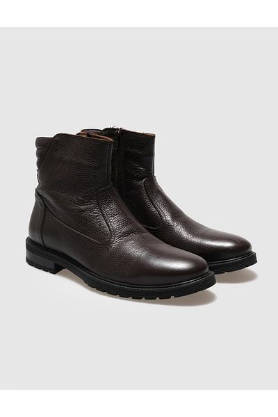 Cabani Genuine Leather Brown Zippered Men's Casual Boots