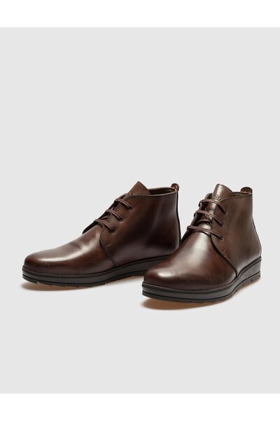 Cabani Ανδρικές casual μπότες από γνήσιο δέρμα καφέ Lace-Up