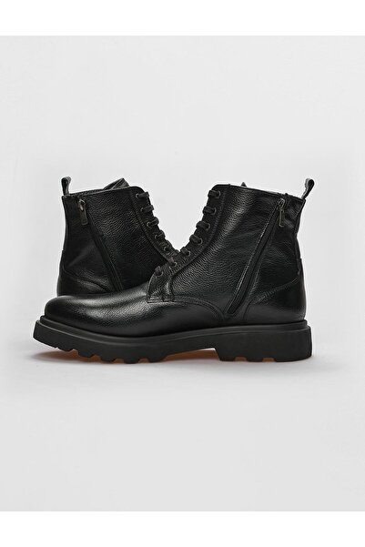 Cabani Ανδρικές casual μπότες από γνήσιο δέρμα με μαύρο κορδόνι με φερμουάρ