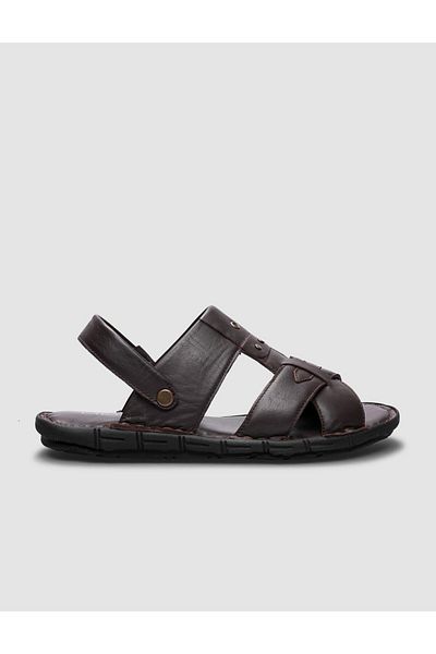 Cabani 100% Genuine Leather Brown Men's Casual Sandals