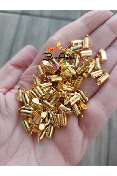 Bonanka (10 Adet) 0,8 cm Gold Renk, Miyuki Kapama, Bağlantı Aparatı, Metal Ka...