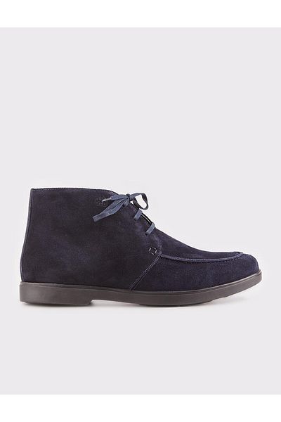 Cabani Suede Genuine Leather Navy Blue Zippered Men's Casual Boots