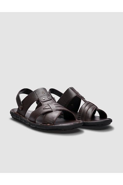 Cabani 100% Genuine Leather Brown Men's Casual Sandals