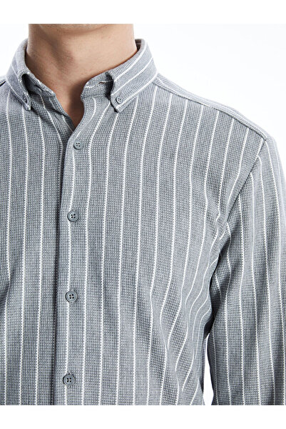 LC Waikiki SOUTHBLUE Slim Fit Uzun Kollu Çizgili Erkek Gömlek